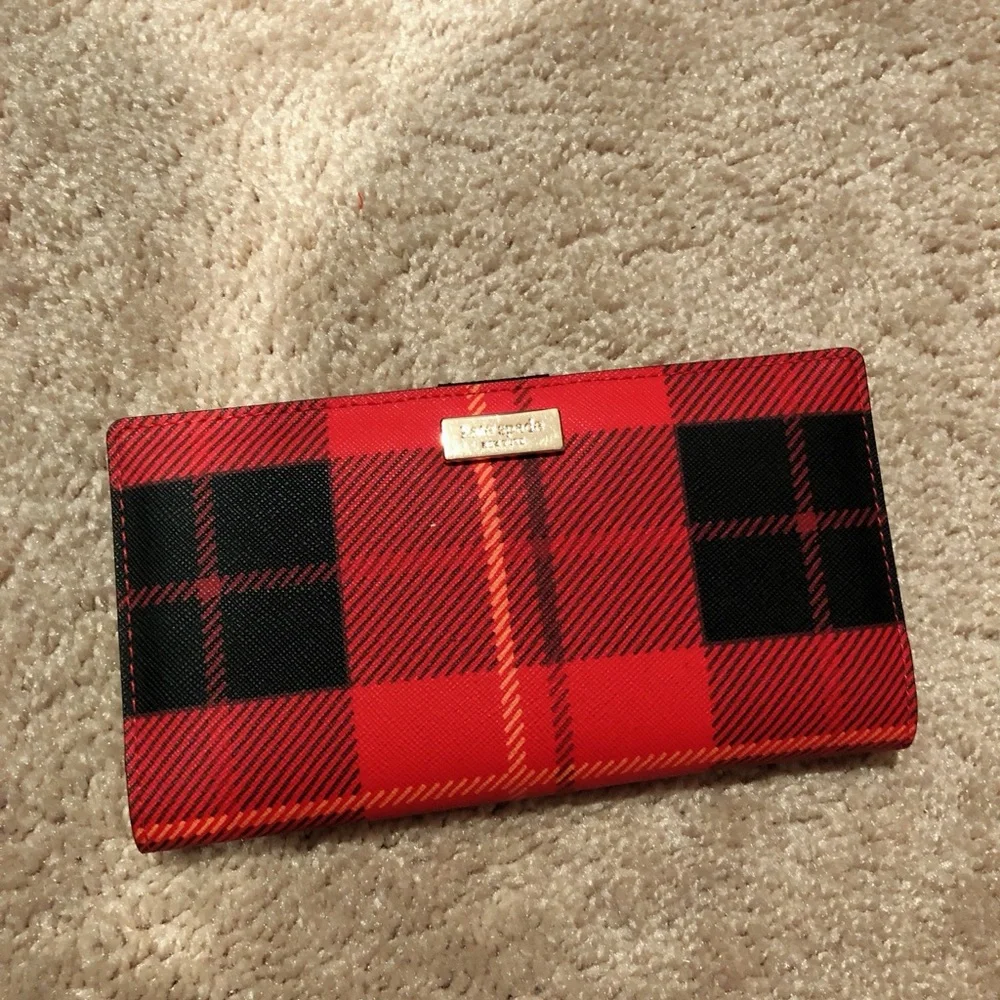 Kate spade Red and Black Plaid Women's Wallet - Picture 1 of 1